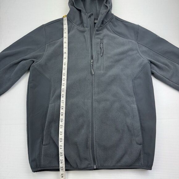 Reebok Gray Full Zip Hooded Fleece Jacket Mens Size Medium Gym Running Athletic - Picture 5 of 9